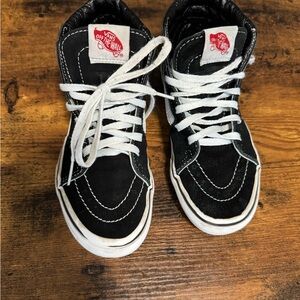Vans Black and White Canvas High-Top Sneakers
